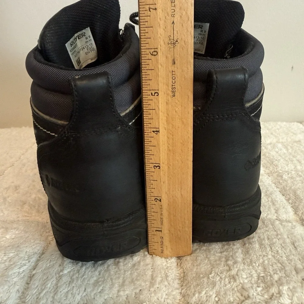 Royer Mens Black Leather Workboots 9R Composite Toe Lace Up CSA Approved Safety